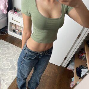 H&M Women's Green Crop-top